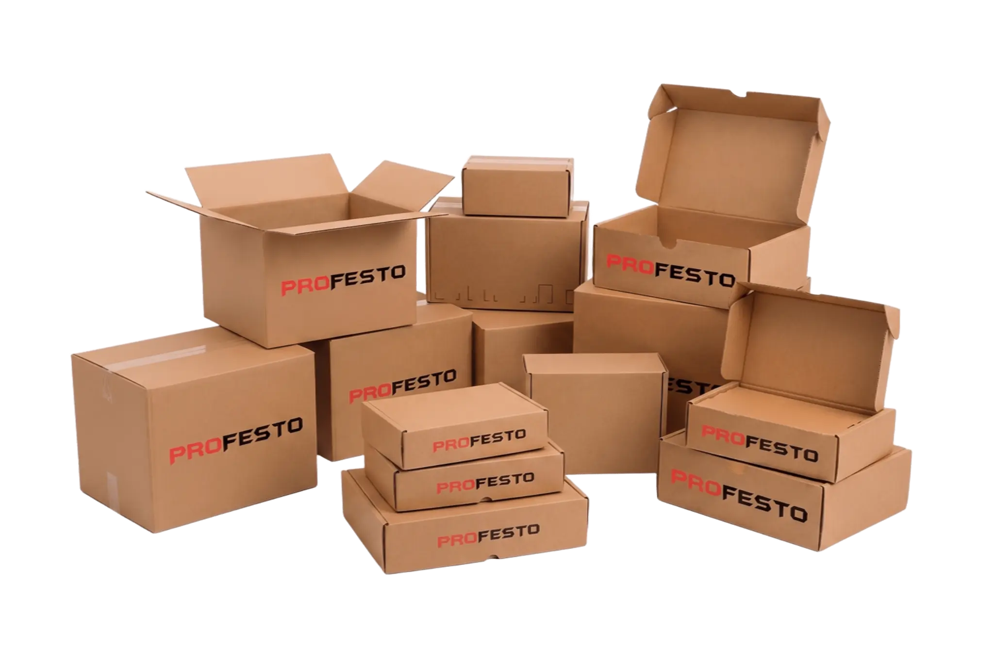 Open regular slotted and die-cut cardboard boxes